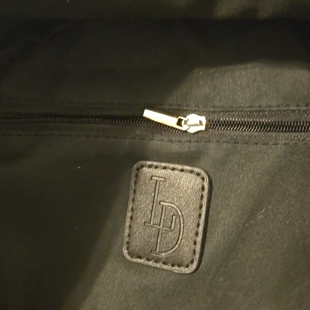 Black Mini Backpack with Cross Pattern And Gold Zippers - Picture 6 of 10
